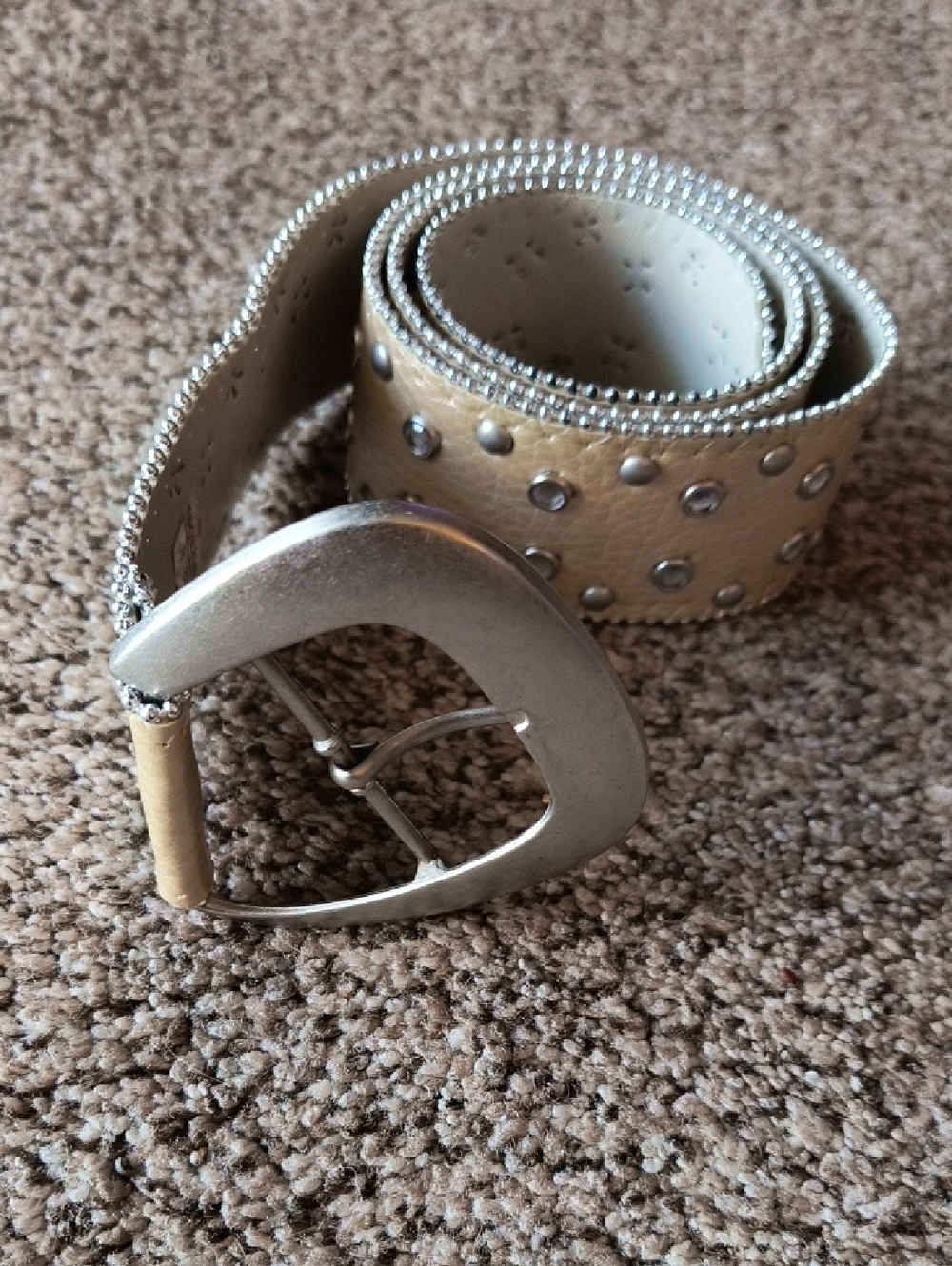 Classic Studded Leather Women's Belt in Tan